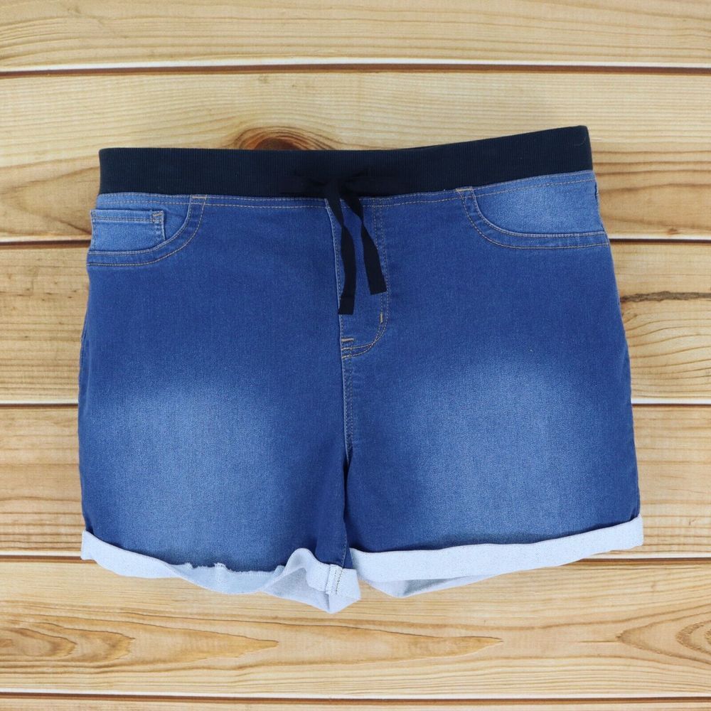l.e.i. Jean‎ Shorts Cuffed High Rise Junior Plus Womens Size 2XL Blue Denim